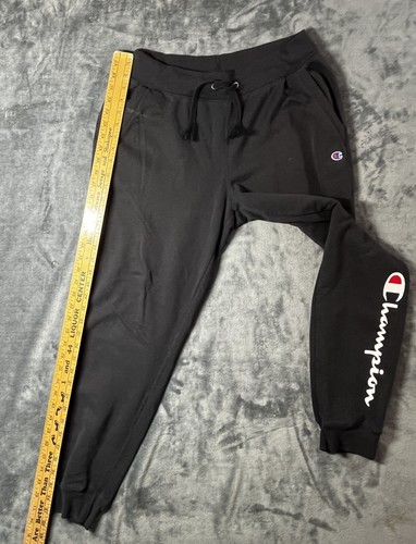 Vintage Champion Call Out Logo Sweatpants SIZE LARGE Black BARGAIN - READ - Picture 14 of 15