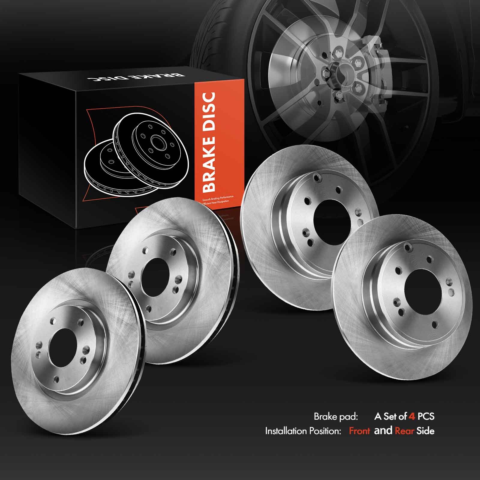 Front & Rear Disc Brake Rotors for Hyundai Sonata 20052015 Kia Optima