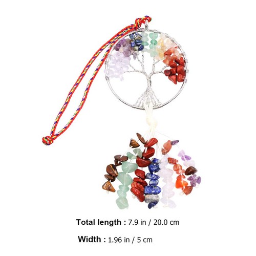 Colorful Pendant Artistic Design Natural Stone Jewelry Chakra Tree - Picture 5 of 12