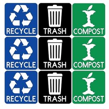 Recycle Trash Compost DIE-CUT Vinyl Decal Sticker Garbage Can Bin