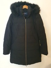 Lands' End Long Length Hooded Down/feather Coat Black Size Xs