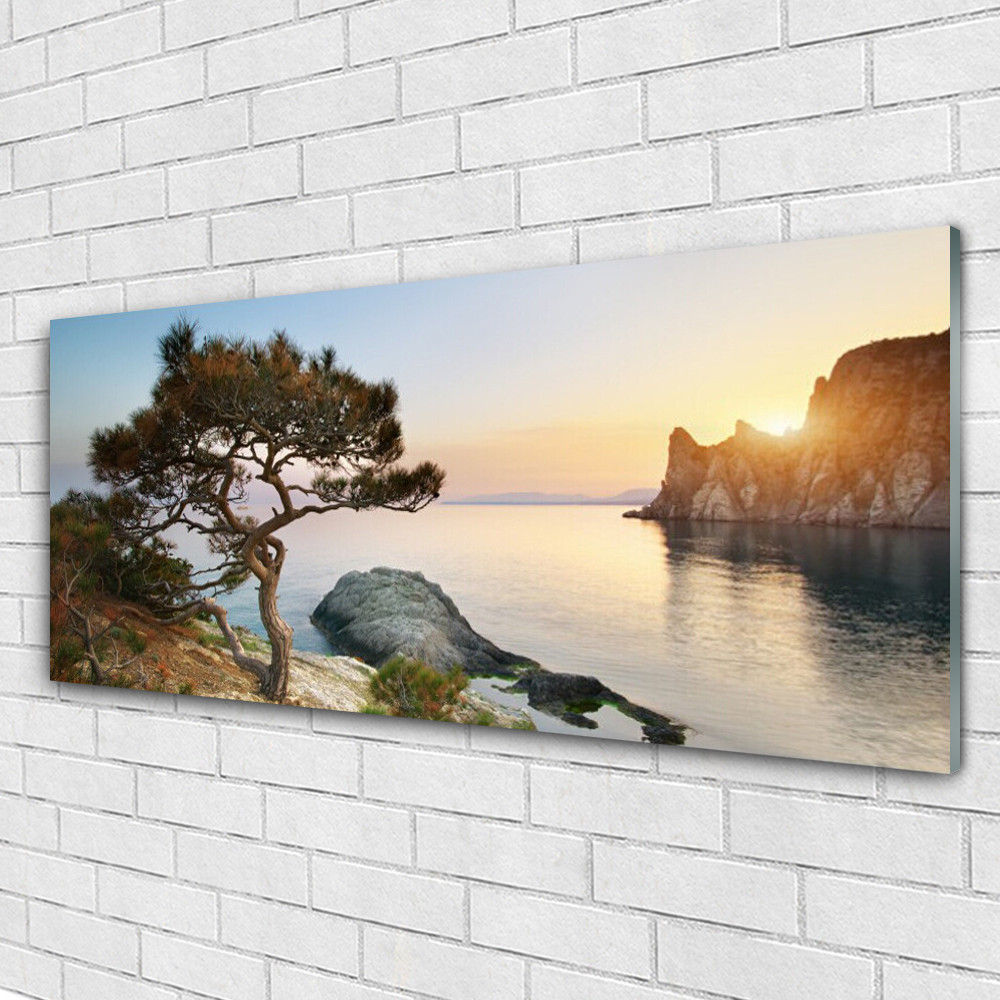 Tableau sur verre 125x50 cm pour créer une ambiance zen avec paysage de lac nature