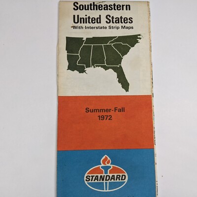 1972 Southeastern US United States Highway Standard Oil Road Map Turnpike Vtg 8H