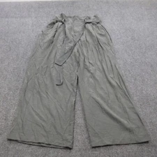 Grade & Gather Pants Womens Large Gray Rayon Wide Leg Classic Casual Tie Waist