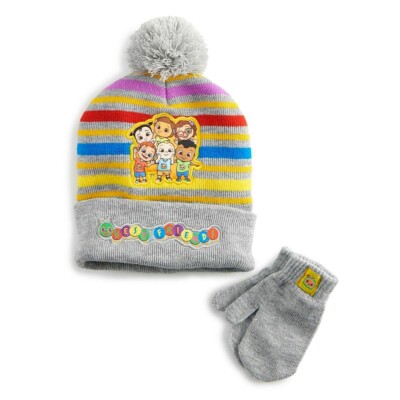 NWT CoComelon Beanie Trapper Hat Mittens Gloves Boy Girl 2T 3T 4T
