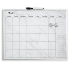 Cathedral Products Marble Magnetic Calendar Board with Silver Aluminium Frame