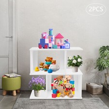 2 2-Tier Geometric Bookshelf 24 8 24.6inch Z-Shaped Display Open Shelf Bookcase