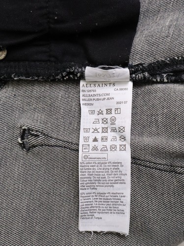 ALLSAINTS Miller Push Up Jeans Women's W29 Whiskers Faded Stretchy Dark - Picture 8 of 9