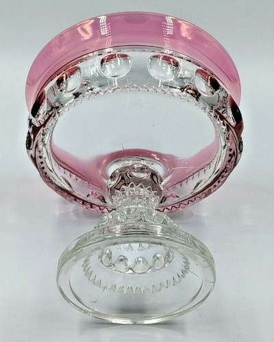 Vtg Indiana Glass Kings Crown Thumbprint Ruby Pedestal Compote Candy Dish w/Lid - Picture 6 of 8