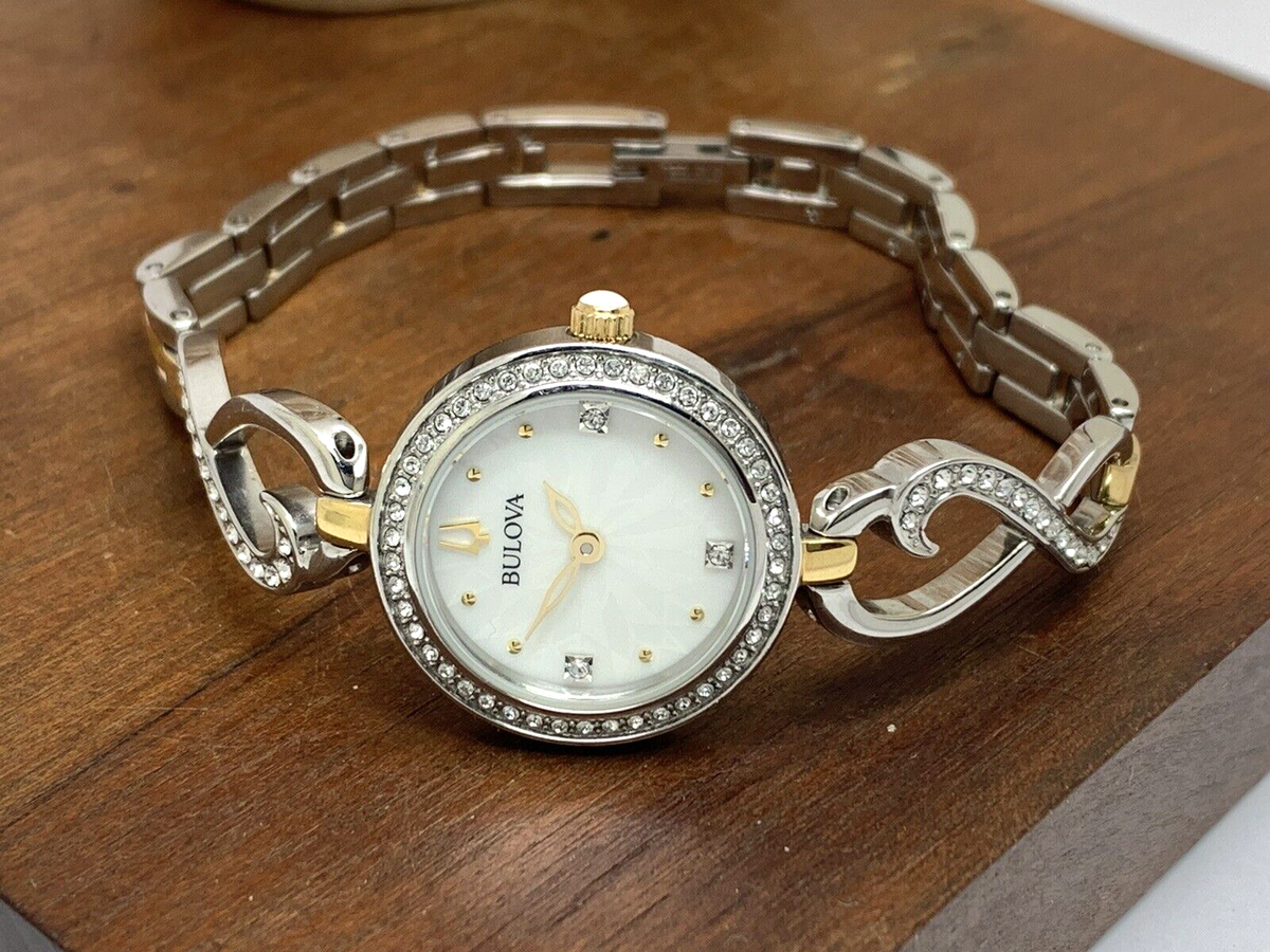 Bulova Women\'s Watch 98X120 Quartz 2-Tone White Mother of Pearl Dial 24m… Bulova Women main image 2