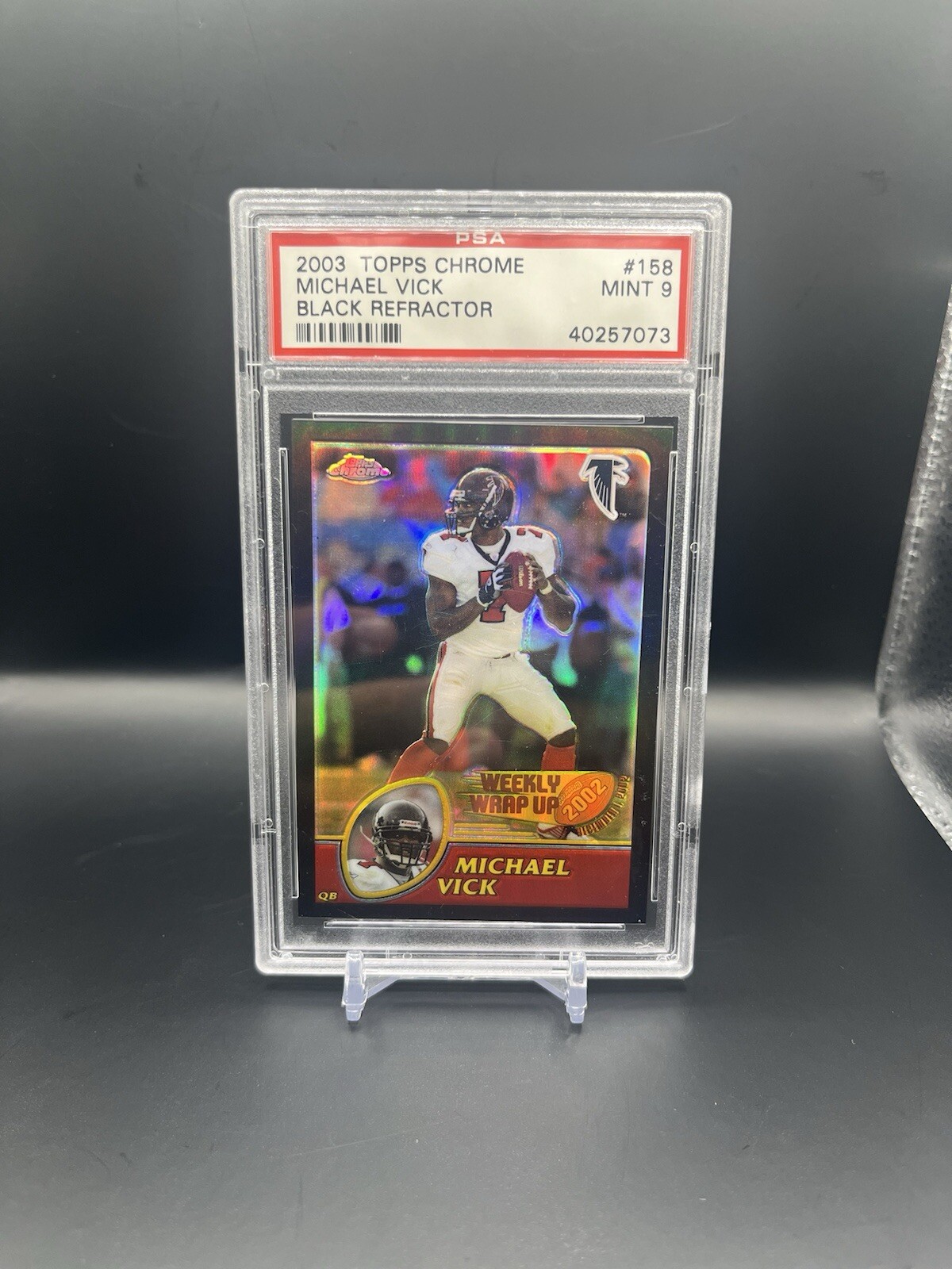 2003 Topps Chrome Black Refractor Weekly Wrap Up Michael Vick PSA 9 /599