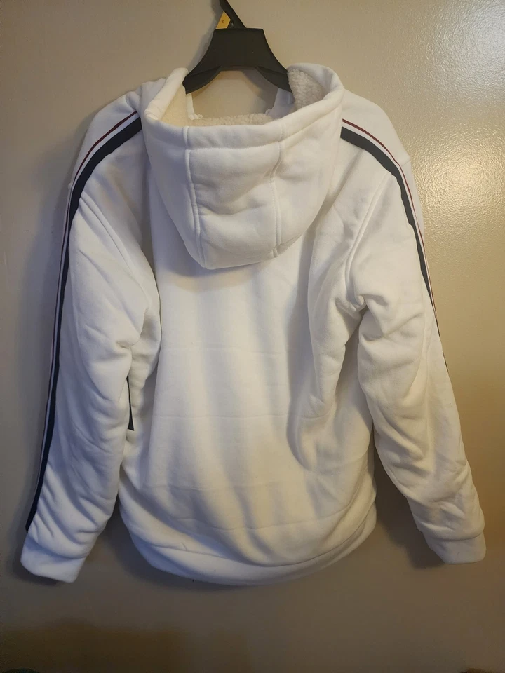 US Polo Assn Size XL White Sherpa Fur Fleece Hoody Hoodie Jacket — 第 3/4 张图片