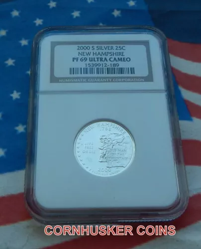 2000-S  NEW HAMPSHIRE STATE SILVER QUARTER  NGC PF 69 UC ~ BRILLIANT