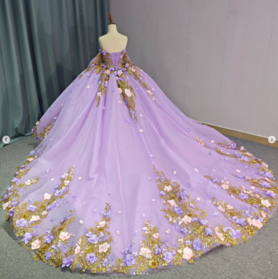 Princess Lilac Quinceanera Dresses with 3D Flowers Birthday Sweet Party 15  16 | eBay