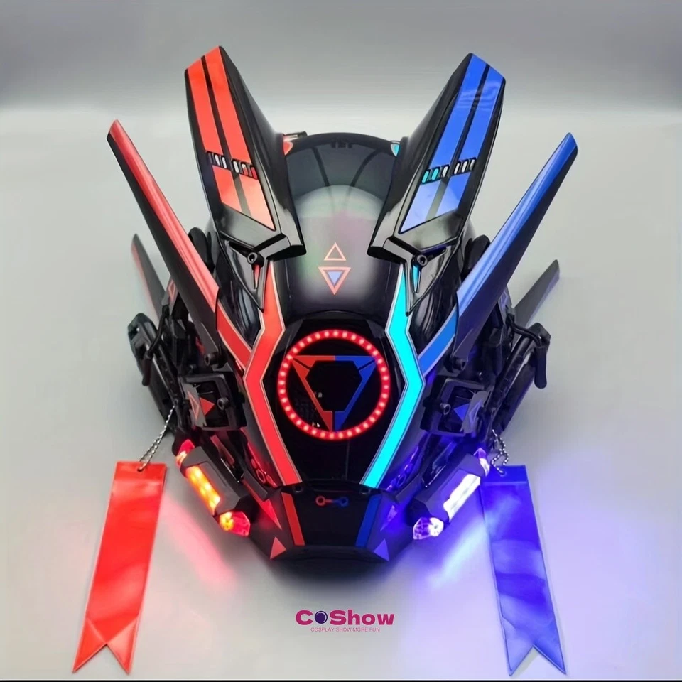 Máscara Punk LED Futurista Unisex Accesorio de Juego de Rol Mecánico con Luz Redonda Foto 4 de 4