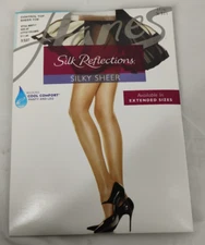 Silk Reflections Pantyhose Silky Sheer Control Top SheerToe #717 EF Little Color