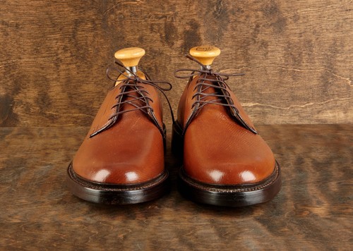 Florsheim 93603 NOS 5 Nail V-Cleat Brown PTB Mens Shoes w/ Trees and Bags Sz 10B - Picture 4 of 19