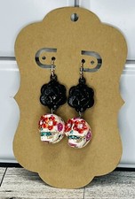 Day Of The Dead Sugar Skull Dangle Earrings Halloween Festive New
