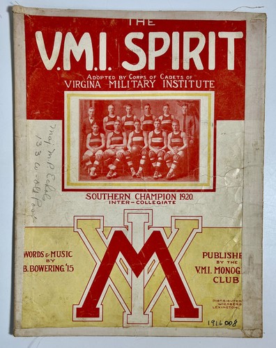 Vtg Antique Sheet Music 1920 Virginia Military Institute Spirit VMI Basketball