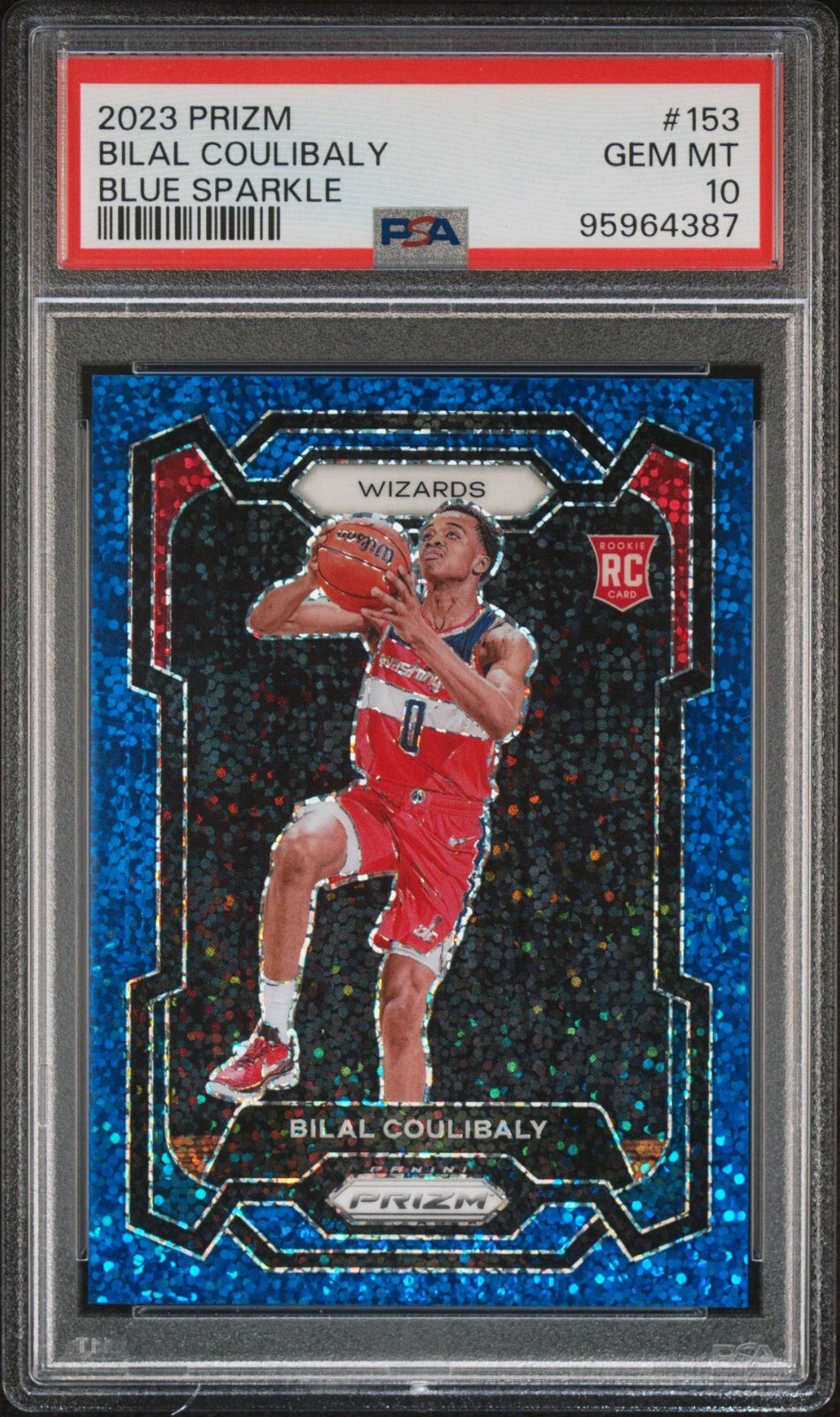 Bilal Coulibaly 2023-24 Panini Prizm #153 Blue Sparkle Rookie /144 PSA 10