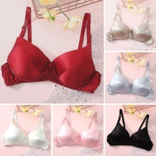 Women Silk Satin Bra Lingerie Soft Push Up Bralette Wireless Underwear Soft Bra*