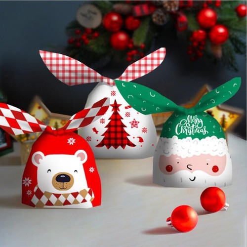 100Pack Holiday Candy Gift Bags Cute Rabbit Long Ear Bags Cookie Plastic Bags - Picture 5 of 12