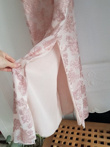 Zara Velvet Pink Floral Maxi Dress, UK Size M 10 New Jacquard Contrast - Picture 8 of 15