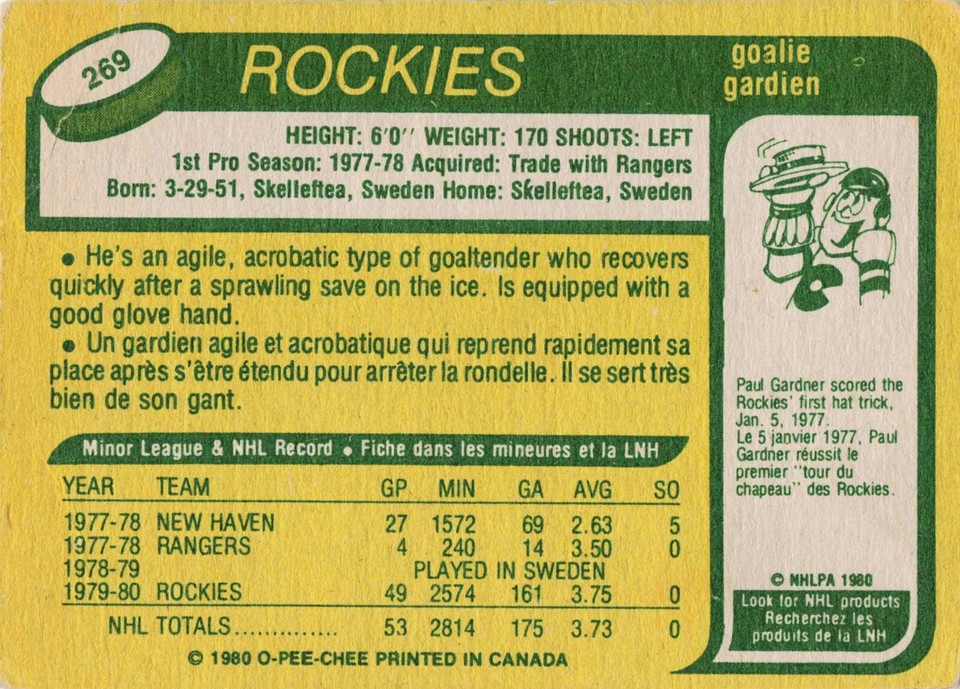 1980-81 O-Pee-Chee Hardy Astrom Rookie Colorado Rockies #269 | eBay