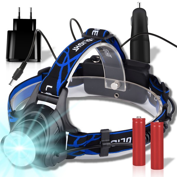 LED Stirnlampe Kopflampe Scheinwerfer Akku Wiederaufladbar Cree XML 18650 Retoo-image