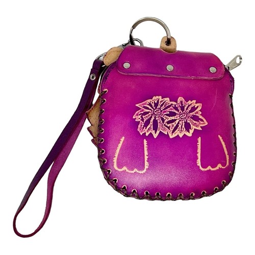 Genuine Leather 3D Raccoon Wallet Hand Tooled Wristlet Coin Purse Pouch - Picture 6 of 6