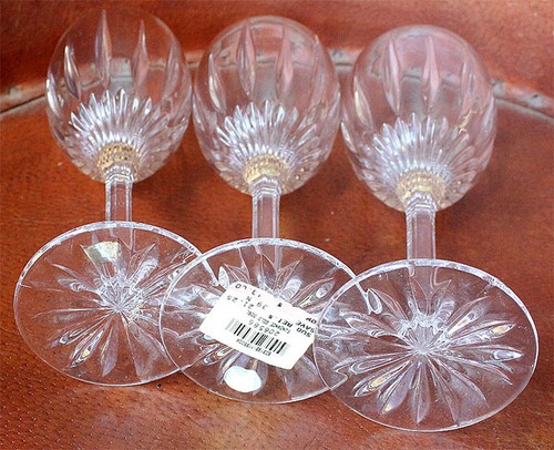Vintage Discontinued 3 Gorham SUNDANCE GOLD Rimmed Crystal Glass Stemmed GOBLETS - Picture 4 of 8