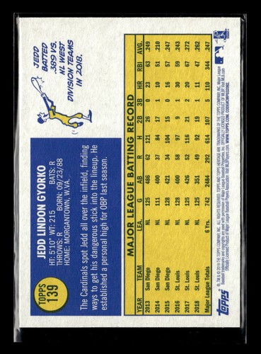 2019 Topps Heritage Jedd Gyorko St. Louis Cardinals #139 4 Card Lot - Picture 2 of 2