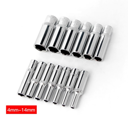 1/4" Socket Deep Drive 4mm-14mm Ratchet Deep Hex Sockets Cr-v Steel Long Reach - Picture 35 of 35