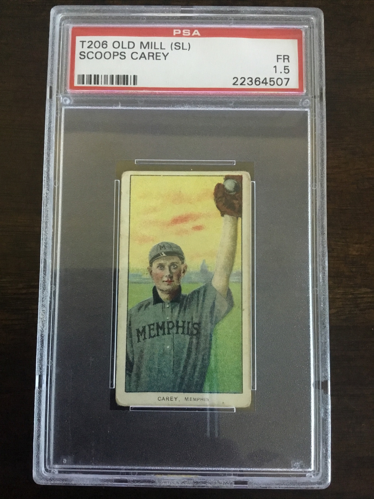 1909-11 T206 Old Mill Scoops Carey (SL) PSA 1.5 FR Southern League Very Rare