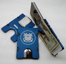 U.S. Coast Guard, Aluminum Wallet/Credit Card Holder, RFID Protection, Blue