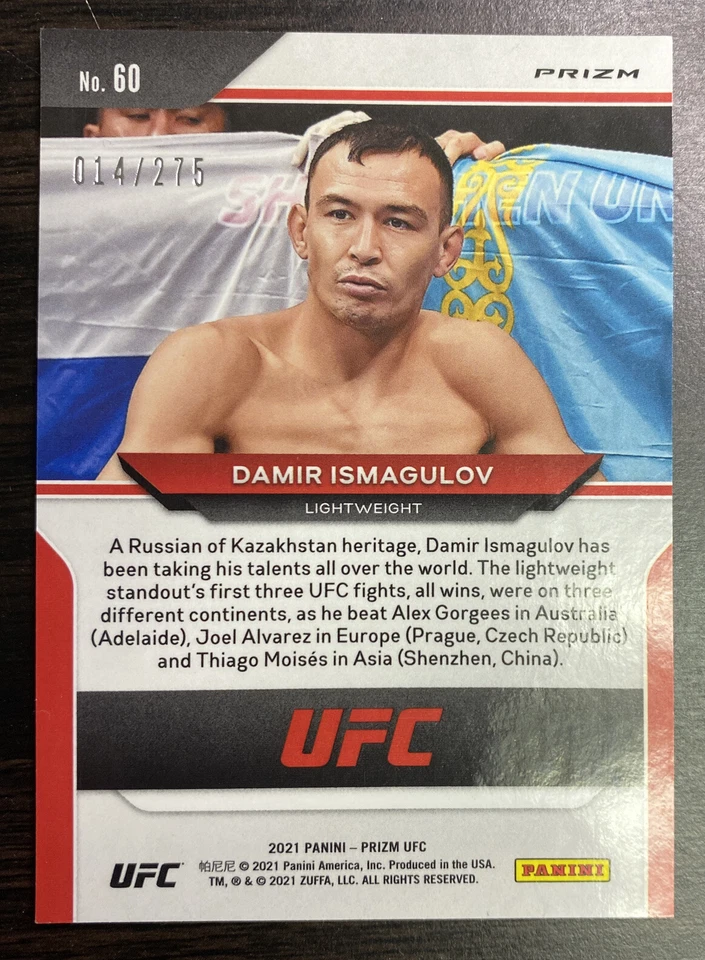 2021 Panini Prizm UFC Damir Ismagulov Red Rookie Card /275! - Image 2 of 3