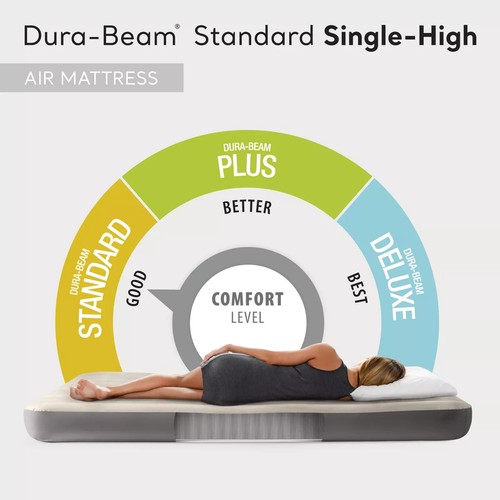 Cama de aire inflable de una sola altura Intex Dura-Beam serie estándar, doble (caja abierta) - Imagen 2 de 11