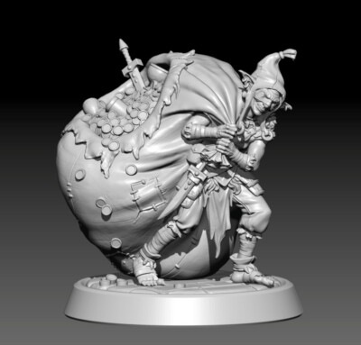 unpainted1/24 H56mm resin figures model Fantasy Treasure Hunting Goblin Monster 