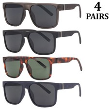 Sunglasses Mens Square Frame 4 Pairs Soft Finish Frames Clean New Style Look