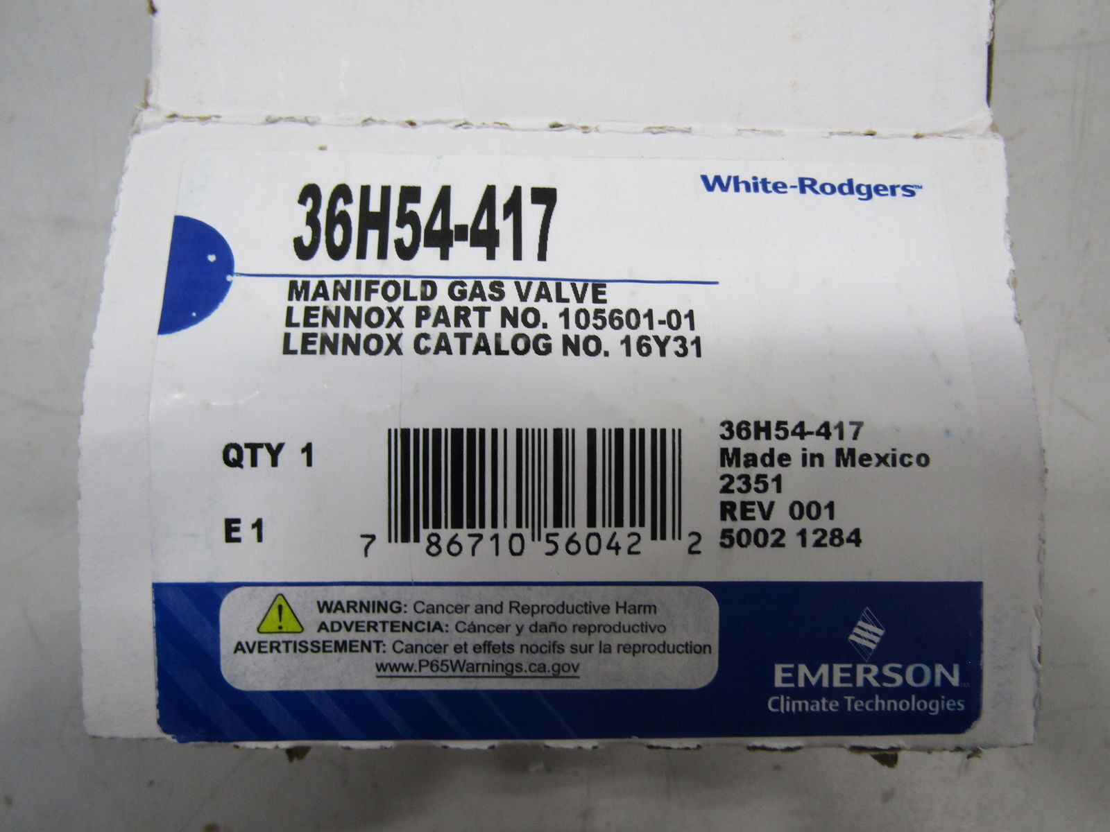 White Rodgers Gas Valve Manifold For Lennox 36H54417 eBay