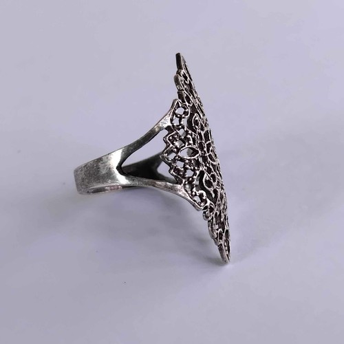 Anillo de plata 92,5% anillo de cóctel hecho a mano diseño original joyería talla 9 - Imagen 2 de 14