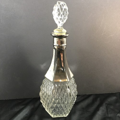 Botella jarra de vidrio prensado vintage acabado plateado diamante elegante barware - Imagen 3 de 5