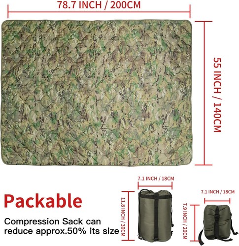 Camo Outdoor Blanket Waterproof Insulated Multi-Use Poncho Liner for Camping - Picture 4 of 32