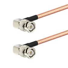 BNC Male Right Angle to BNC Male Right Angle RG142 Pigtail Cable 1m