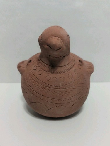 Terracotta Pottery Bird Planter Flower Pot 8" Textured Engraved Design Orange - Picture 4 of 13