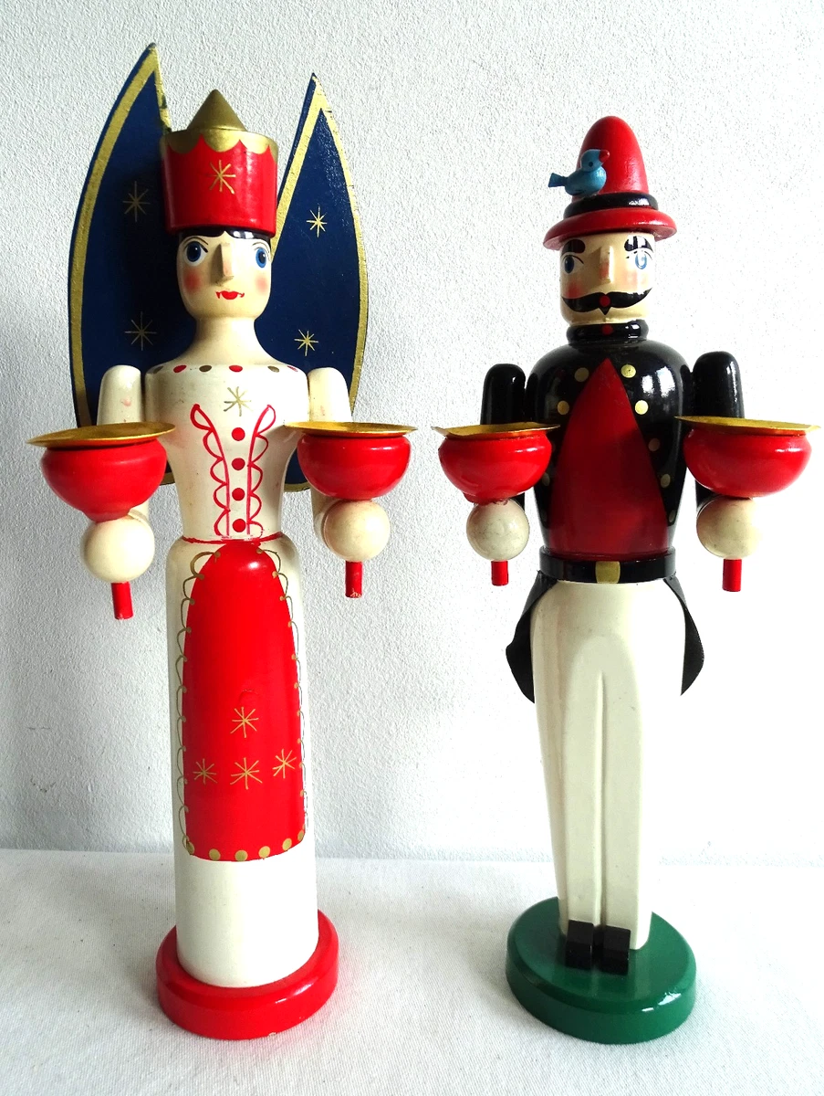 antiker Engel + Bergmann Kerzenhalter, Erzgebirge für Sammler / Weihnachten