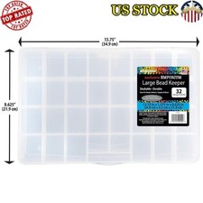 32 Compartment Clear Plastic Craft Storage Box Lightweight Durable Organizer New