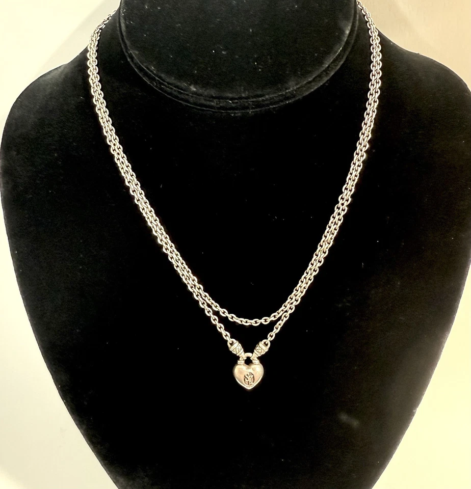 Scott Kay SK Sterling Silver Necklace Pendant Heart Toggle Double Link - Image 2 of 4