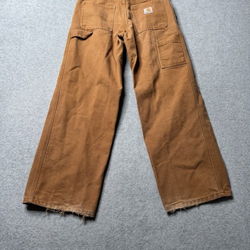 Carhartt Pants Boys 12 Brown Cotton Dungarees Canvas Workwear Utility Kids - Picture 13 of 14