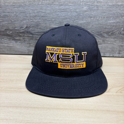 #ad #ad Vintage Mankato State University Hat Cap Snap Back Black Mavericks Minnesota $38.85